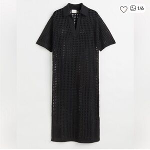 H&M collar crochet knit black swim cover up BRAND NEW